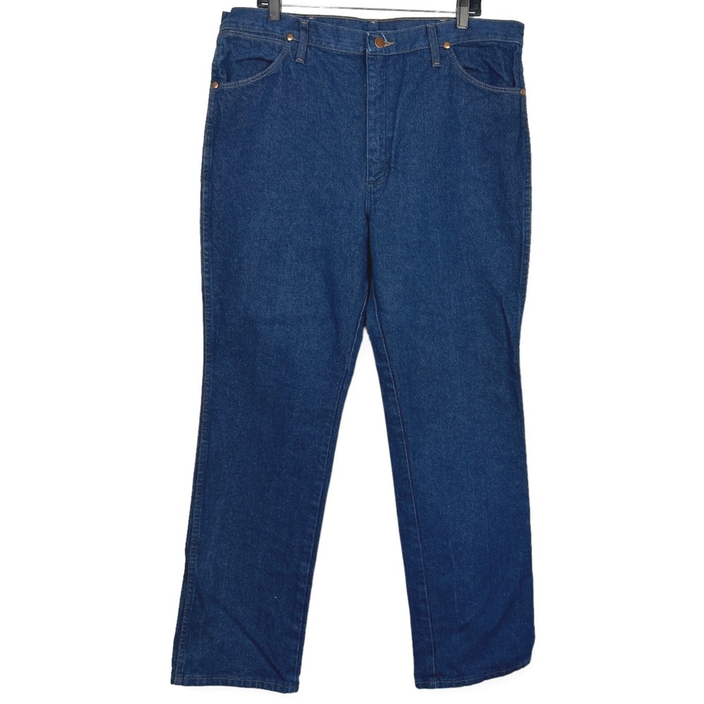 Wrangler Cowboy‎ Cut 936PWD Slim Straight Mens 38x32 Dark Wash Denim Blue Jeans